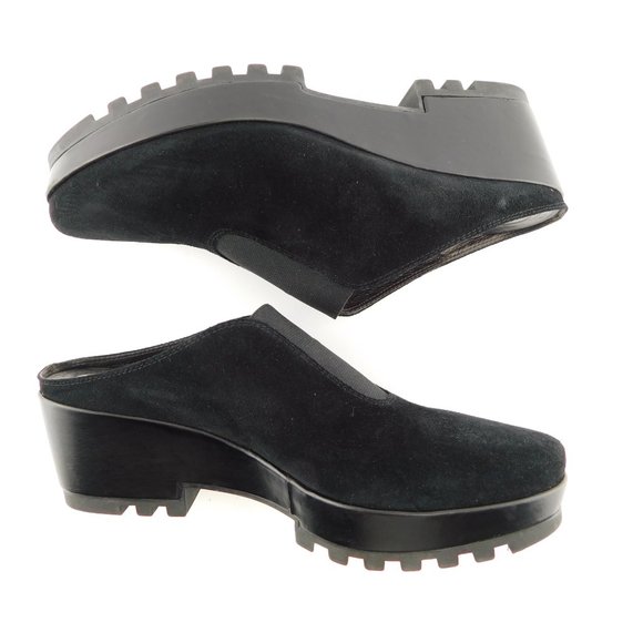 DONALD J PLINER Black Suede Leather Platform Wedge Slide Mules 7.5 - Picture 4 of 8